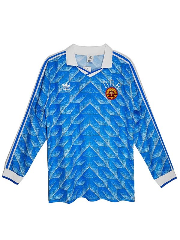 DDR East Germany maglia a maniche lunghe da trasferta maglia da calcio retrò da uomo seconda maglia sportiva da calcio 1988-1990
